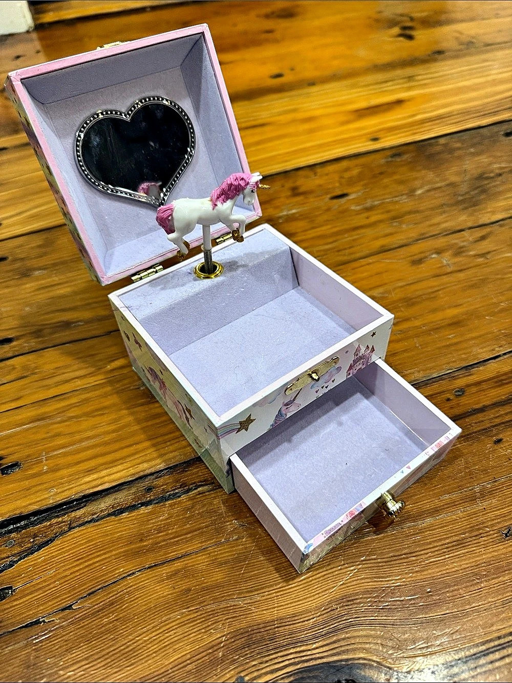 jewelkeeper Unicorn Musical Jewelry Box Pink & Purple *broken music*